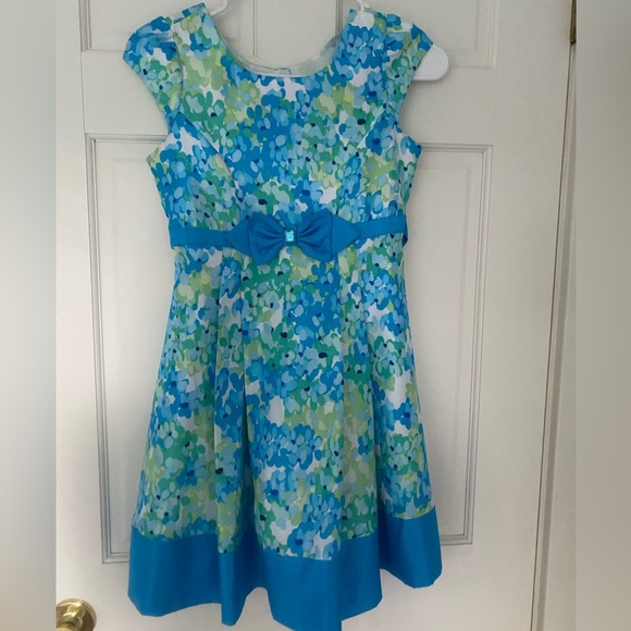 Girls dress. Brand: Jona Michelle. Size: 10. Color: blue green white. - Picture 1 of 7